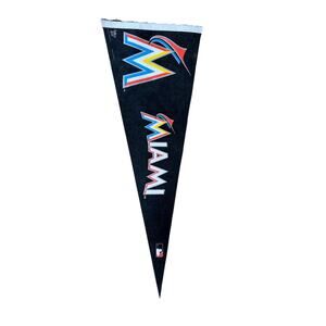 Miami Marlins MLB Pennant Flag Felt Triangle Baseball Banner 12x29.5" Black